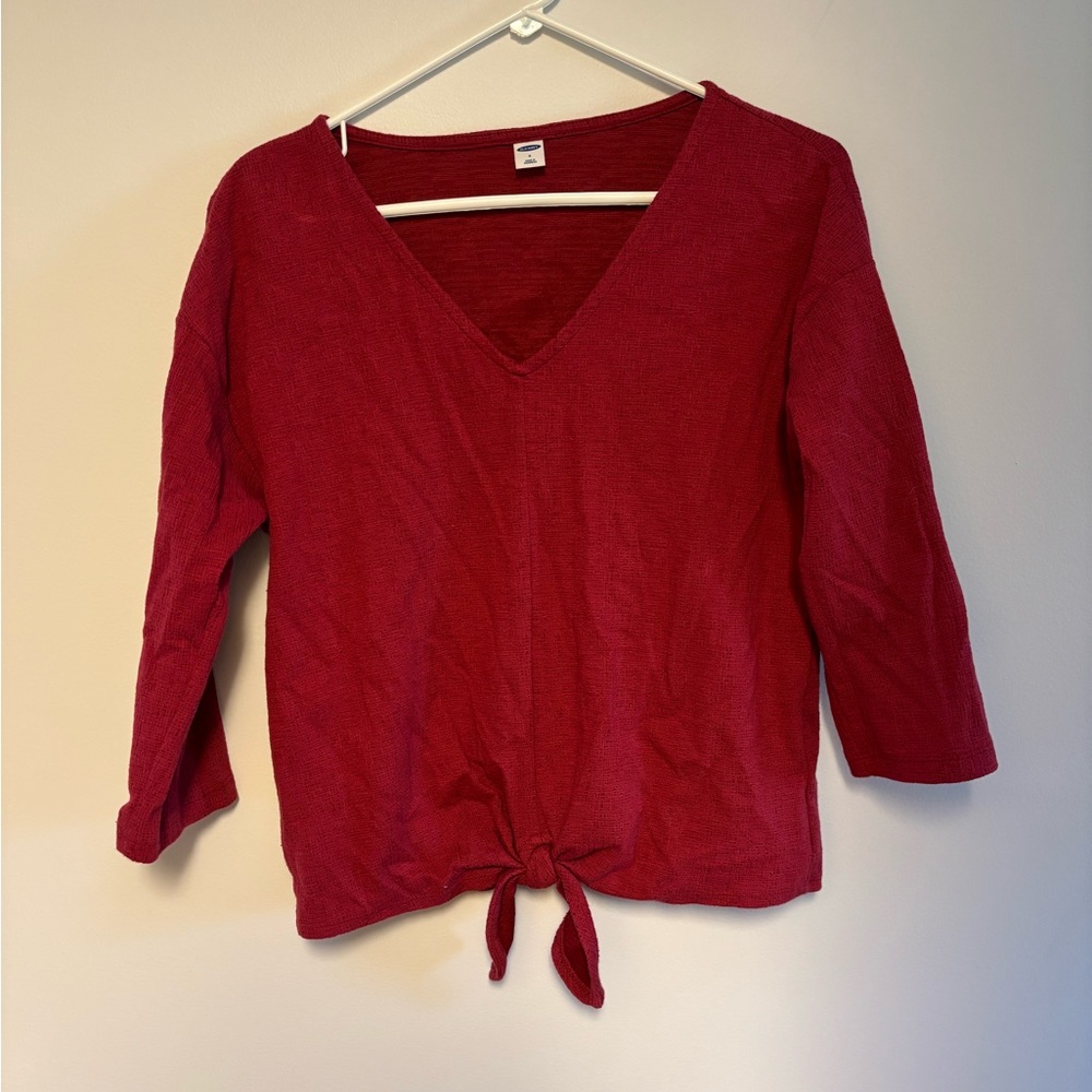 Old Navy Red V-Neck Tie-Front Tunic